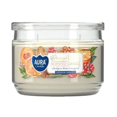 Aromātiska svece stikla traukā Orange Cookies, Aura