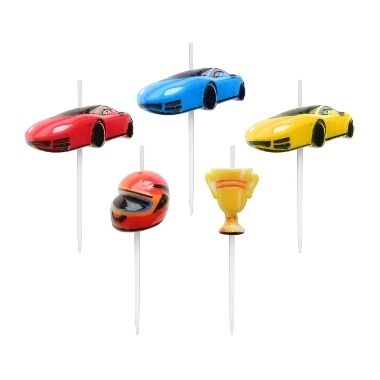 Sveces uz kociņa Car Racing Godan, 5 gab.