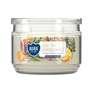 Aromātiska svece stikla traukā karstvīns, Aura