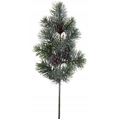 Dekoratīvs egles zars ar čiekuriem, 54 cm