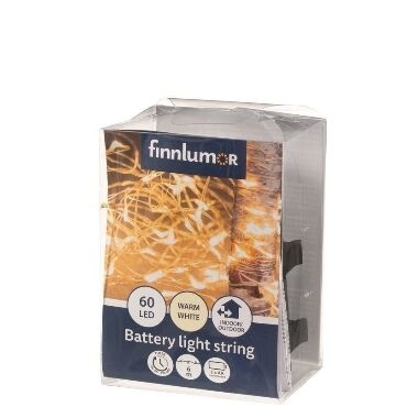 Lokana spuldzīšu virtene silti balta 60 LED, Finnlumor