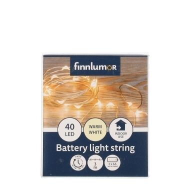 Lokana spuldzīšu virtene silti balta 40 LED, Finnlumor