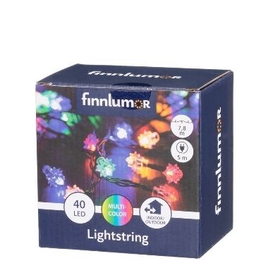 Lampiņu virtene krāsaina Retro 40 LED, Finnlumor