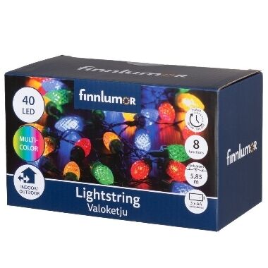 Lampiņu virtene krāsaina Retro konusi 40 LED, Finnlumor