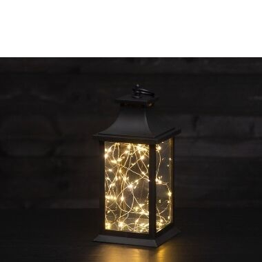 Laterna ar dekoratīvām 40 LED gaismiņām melna, Finnlumor