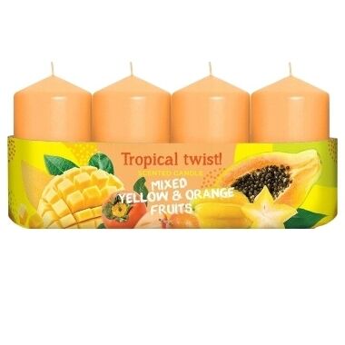 Aromātisku sveču komplekts Tropical Twist Yellow Bartek, 4 gab.