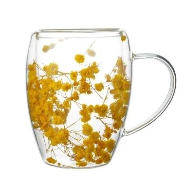 Borosilikāta stikla krūze Peter Flowers dzeltena, 320 ml