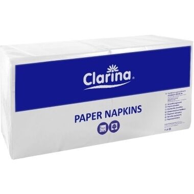 Divslāņu salvetes 33x33cm baltas Clarina, 250 gab.