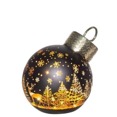 Ziemassvētku bumba LED ar gaismu Ziemas mežs Finnlumor, 12 cm
