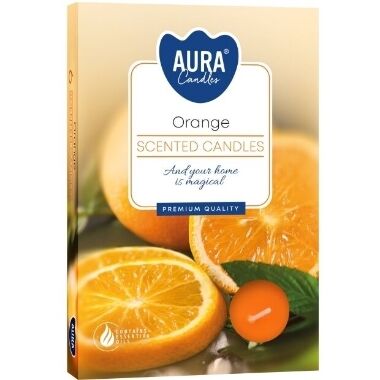 Aromātiskās tējas sveces apelsīnu Aura, 6 gab.