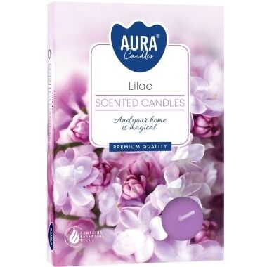 Aromātiskās tējas sveces ceriņu Aura, 6 gab.