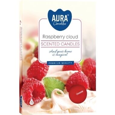 Aromātiskās tējas sveces aveņu kūka Aura, 6 gab.