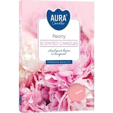 Aromātiskās tējas sveces peoniju Aura, 6 gab.