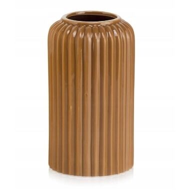 Keramikas vāze brūna, rievota, 20 cm