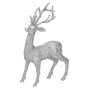 Dekoratīva brieža figūriņa sudraba, 25 cm