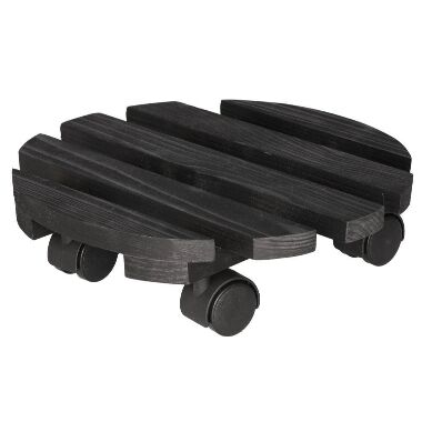 Puķu podu paliktnis melns ar riteņiem 4Living, 30 cm