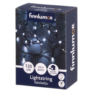 Lampiņu virtene 120 LED auksti balta, Finnlumor