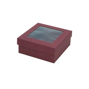 Kartona kaste ar lodziņu bordo, 250x250x100 mm