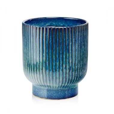 Glazēts keramikas puķu pods Mood zils Polnix, 24x27 cm