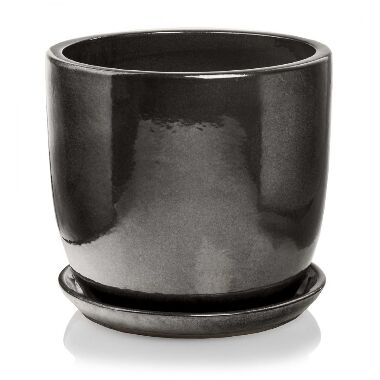 Glazēts keramikas puķu pods melns Polnix, 41x34 cm