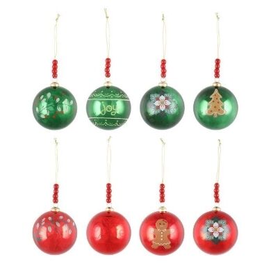 Eglītes bumba ar pērlītēm 8 cm Winteria, 1 gab.