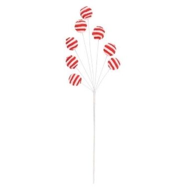 Dekoratīvs zars ar konfekšu bumbām Winteria, 62 cm