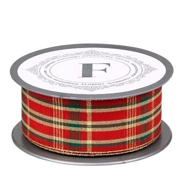 Ziemassvētku krāsaina austa lente, 40mm x 10m