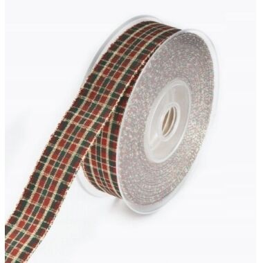 Ziemassvētku rūtaina austa lente, 25mm x 10m