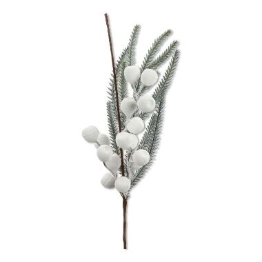 Mākslīgs  egļu zariņš ar baltām ogām, 40 cm