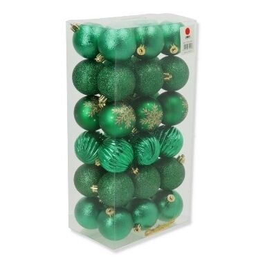 Plastmasas bumbiņas eglītei zaļš mix 6 cm Oris, 36 gab.