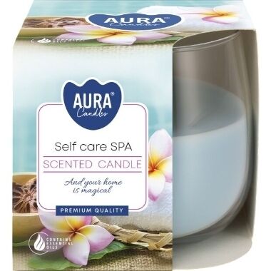 Svece stikla traukā Self care spa, Aura