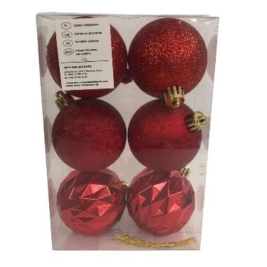 Plastmasas bumbiņas eglītei sarkans mix 5 cm Oris, 6 gab.