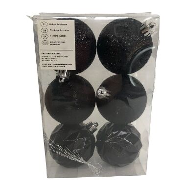 Plastmasas bumbiņas eglītei melns mix 5 cm Oris, 6 gab.