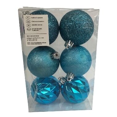 Plastmasas bumbiņas eglītei zils mix 5 cm Oris, 6 gab.