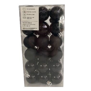 Plastmasas bumbiņas eglītei melns mix 3 cm Oris, 36 gab.