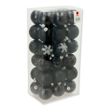 Plastmasas bumbiņas eglītei melns mix 6 cm Oris, 36 gab.