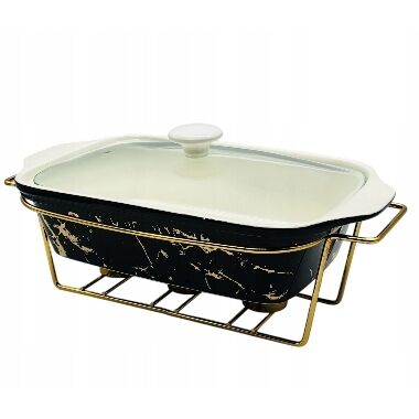 Pārtikas sildīšanas trauks melns ar zeltu, 2 L