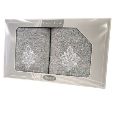 Dvieļu komplekts pelēks dāvanu kastē, Greno